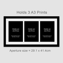 Load image into Gallery viewer, Picture Frame for 3 A3 prints or photos in a Black Wooden Frame - Multi Photo Frames
