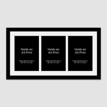 Load image into Gallery viewer, Picture Frame for 3 A3 prints or photos in a Black Wooden Frame - Multi Photo Frames
