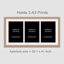 Load image into Gallery viewer, Picture Frame for 3 A3 prints or photos in an Oak Veneer Wood Frame - Multi Photo Frames
