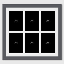 Load image into Gallery viewer, Picture Frame holds 6 A4 certificates or photos in a Grey Wood Frame - Multi Photo Frames
