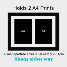 Load image into Gallery viewer, Picture Frame to hold 2 A4 Certificates/Prints in a Black Wooden Frame - Multi Photo Frames
