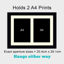 Load image into Gallery viewer, Picture Frame to hold 2 A4 Certificates/Prints in a Black Wooden Frame - Multi Photo Frames
