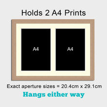 Load image into Gallery viewer, Picture Frame to hold 2 A4 Photos/Certificates in an Oak Veneer Frame - Multi Photo Frames
