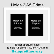 Load image into Gallery viewer, Picture Frame to hold 2 A5 photos or prints in a White Wood Frame - Multi Photo Frames
