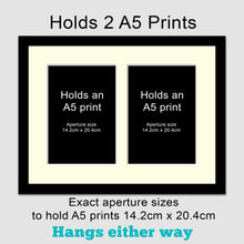 Load image into Gallery viewer, Picture Frame to hold 2 A5 prints or photos in a Black Wood Frame - Multi Photo Frames
