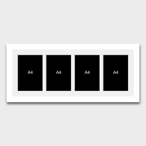 Picture Frame to hold 4 A4 photos/certificates in a White Wood Frame - Multi Photo Frames