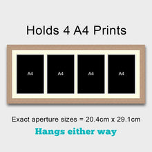 Load image into Gallery viewer, Picture Frame to hold 4 A4 photos/prints in an Oak Veneer Wood Frame - Multi Photo Frames
