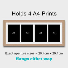 Load image into Gallery viewer, Picture Frame to hold 4 A4 photos/prints in an Oak Veneer Wood Frame - Multi Photo Frames
