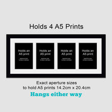Load image into Gallery viewer, Picture Frame to hold 4 A5 prints or photos in a Black Wood Frame - Multi Photo Frames
