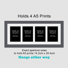 Load image into Gallery viewer, Picture Frame to hold 4 A5 prints or photos in a Grey Wood Frame - Multi Photo Frames
