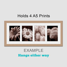 Load image into Gallery viewer, Picture Frame to hold 4 A5 prints or photos in a Oak Veneer Wood Frame - Multi Photo Frames
